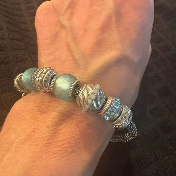 Brighton Elegant Silver and Blue Beaded Bracelet - Picture 3 of 5